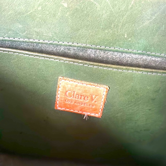 RARE Clare V bag tote leather large green - Picture 9 of 10